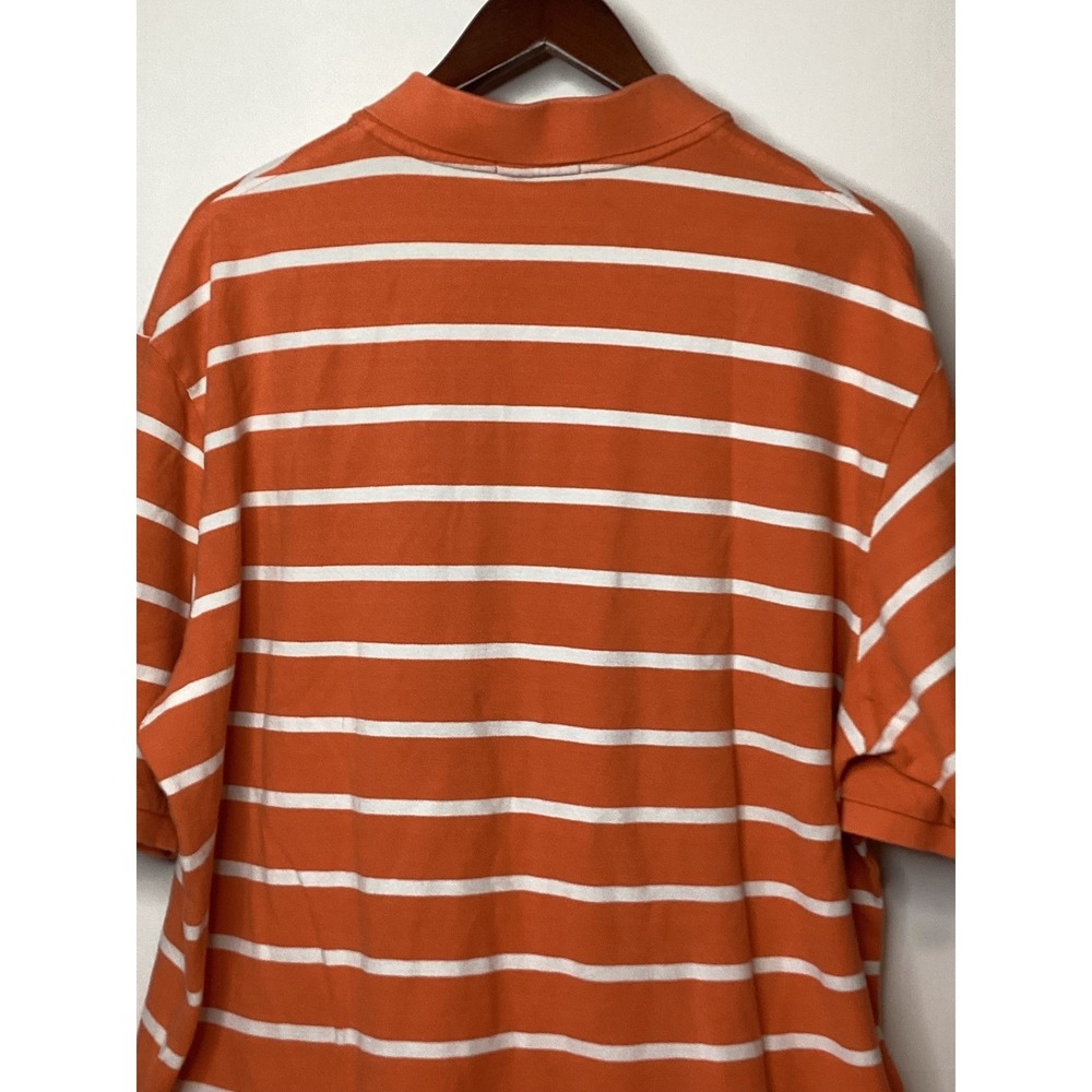 Polo‎ Ralph Lauren Mens Polo Shirt Orange White Striped Short Sleeve Casual Top - Picture 6 of 15